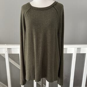 Evereve Michael Stars Lightweight Olive Green Oversized Crewneck Sweater Small
